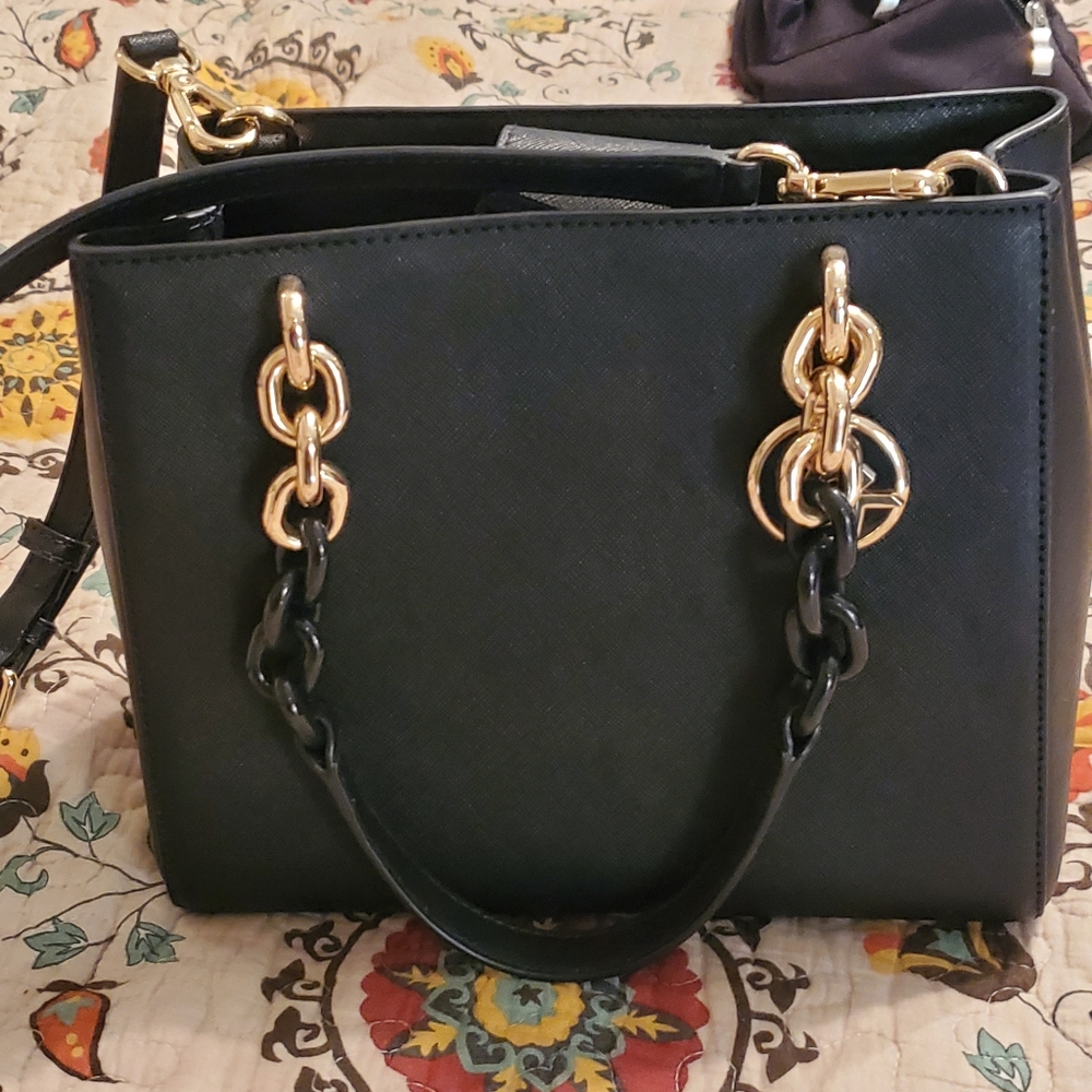 Michael Kors Black Purse with Gold Chain Detail